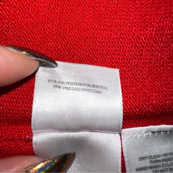 Anne Klein Sweater Womens 1X Red Poppy Combo Striped V-Neck Knit Old Money Retro - Picture 7 of 11